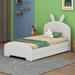 Harper Orchard Pritt Twin Size Upholstered Platform Bed w/ Trundle Upholstered in White | 46.1 H x 44.5 W x 81.5 D in | Wayfair