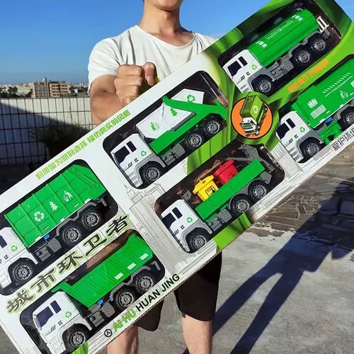 Kinder große Sprinkler Autos Spielzeug Set kann Müllwagen fegen Stadt Sanitär LKW Feuerwehr mann