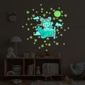 Stickers phosphorescents lumineux ourson et 50 étoiles 60x65cm