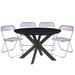 LeisureMod Lawrence 5-Piece Dining Set with Folding Chairs and Round Dining Table