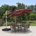 PURPLE LEAF 11 ft Double Top LED Round Patio Cantilever Umbrella with Base