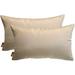 Set Of 2 Indoor Outdoor Decorative Rectangle Lumbar Throw Pillows Made Of Sunbrella Canvas Antique Beige (26 X 16 )