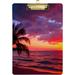 Dreamtimes Sunset Tropical Beach Clipboards Standard A4 Letter Size Nursing Clipboard with Low Profile Metal Clip Decorative Clip Board for Office Supplies Gold