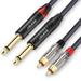 JOLGOO RCA to 1/4 Cable Dual RCA to Dual 1/4 TS Stereo Interconnect Cable 2 6.35mm Male TS to 2 RCA Male Stereo Audio