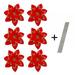 6-Pack Artificial Glitter Poinsettia Flower Sticks Christmas Flower Ornaments Floral Stems Picks Branches Xmas Tree Decorations for Holiday Party Wedding 5.12-inch Red