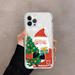 Christmas Cartoon New Year Gift Phone Case For iPhone 14 13 12 11 Pro Max Mini X Xs XR 6 7 8 Plus SE 2020 Transparent Case