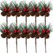 Lohuatrd 10Pcs Artificial Pine Branches with Berries & Pine Cones Christmas Decoration Make Yourself Crafts Christmas Advent Wreath Decorative Accessories for Outdoor Indoor Holiday Decoration