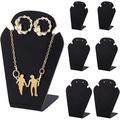 6pcs Jewelry Holder Acrylic Necklace Displays Stand 3 Sizes Organizer Necklace Pendant Holder Jewelry Stand Mannequin Storage Display for Women Pendant Chain Choker Black