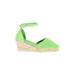 Newport News Wedges: Green Solid Shoes - Women's Size 6 - Almond Toe