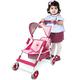 ANIVIA Baby Doll Pram, Side-by-Side Twin Seat with Rounded Roof, with Basket, Collapsible- Pink