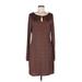 Boston Proper Casual Dress Keyhole Long sleeves: Brown Print Dresses - Women's Size Medium