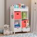 Isabelle & Max™ Montolio Book Nook Cubby Storage Cabinet w/ Bookrack & 2 Bins Wood in Red | Wayfair 7F58CDCA85434A23AA98F25FB331ABA3