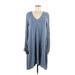 BCBGMAXAZRIA Casual Dress - A-Line V Neck Long sleeves: Blue Print Dresses - Women's Size Medium