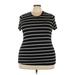 Agnes & Dora Short Sleeve T-Shirt: Black Stripes Tops - Women's Size 3X
