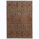 White 59 x 47 x 0.375 in Area Rug - Bungalow Rose Rectangle Maelana Ikat Machine Made Wool Area Rug in Red Wool | 59 H x 47 W x 0.375 D in | Wayfair