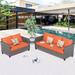 Red Barrel Studio® 5 - Person Outdoor Seating Group w/ Cushions Synthetic Wicker/All - Weather Wicker/Wicker/Rattan in Orange | Wayfair
