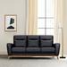Hokku Designs Khyia 83" Flared Arms Sofa Faux Leather/Genuine Leather in Black/Brown | 39 H x 83 W x 38 D in | Wayfair