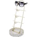 Mercer41 Sunglasses Display Stand w/ Whitewashed Wood Ring Tray Wood/Metal in Brown/Yellow | 16.4 H x 7.3 W x 7.3 D in | Wayfair