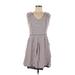 Banana Republic Casual Dress - Mini V-Neck Sleeveless: Gray Dresses - Women's Size 6