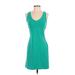 Boston Proper Casual Dress - Mini V-Neck Sleeveless: Green Print Dresses - Women's Size X-Small
