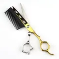 NEW Professional JP440c steel 6 '' Gold 2 in 1 hair scissors with comb haircut barber hair cutting