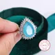 Creative Paraiba Flower Sapphire Full Diamond Couple Ring for Women Zircon Valentine's Day Gift