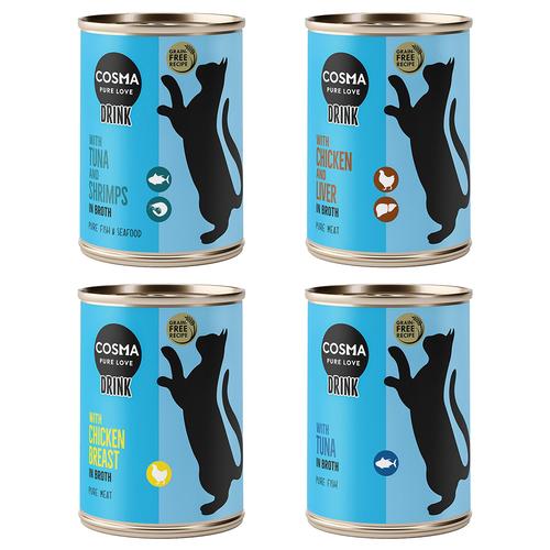 6x 100g Drink: Mix (4 Sorten) Cosma Ergänzungsfutter für Katzen