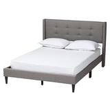 Casol Mid-Century Modern Transitional Upholstered Platform Bed by Baxton Studio in Grey (Size QUEEN)