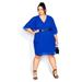 Draped Faux Wrap Dress - ultra blue