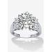 Women's 4.66 Tcw Round Cubic Zirconia Ring In Platinum-Plated Sterling Silver by PalmBeach Jewelry in Silver (Size 6)