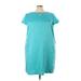 Tahari Casual Dress - Shift Crew Neck Short sleeves: Blue Dresses - Women's Size 24