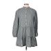 Gap Casual Dress - A-Line High Neck 3/4 sleeves: Green Checkered/Gingham Dresses - Women's Size Medium