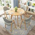 Solid Wood 5- Piece Round Dining Table Set with Rubber Wood Legs and Non-Slip Pads, Kitchen Table Set with 4 Dining Chairs, Modern Small Kitchen Breakfast Nook Table and Chairs Set ( Color : Gray , Si