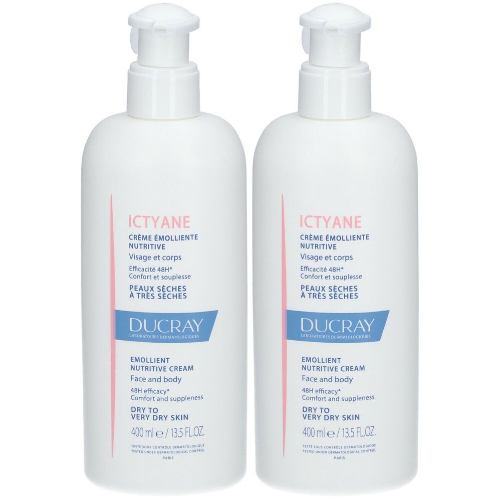 DUCRAY Ictyane Crema Emolliente Nutritiva 2x400 ml