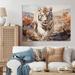 Latitude Run® White Tiger On Rolling Grassland II Framed On Canvas Print Plastic | 34 H x 44 W x 1.5 D in | Wayfair