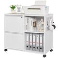 Hokku Designs 31.5 Inch Metal Lateral Mobile File Cabinet Rolling Printer Stand Filing Cabinets w/ Shelves in White | Wayfair