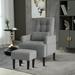 Armchair - Hokku Designs Khadeijah 28.35" Wide Armchair & Ottoman Fabric in Gray | 38.58 H x 28.35 W x 27.17 D in | Wayfair