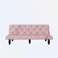 House of Hampton® Jadeah 65.8" Velvet Armless Sofa Wood/Velvet in Pink | 27.2 H x 65.8 W x 31.1 D in | Wayfair 47153DC4CD9642E0BFFBC107410CC036