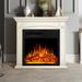 Charlton Home® Darhl 26.7" W Electric Fireplace Mantel, Adjustable Realistic 3D Flame in White | 25.01 H x 26.59 W in | Wayfair