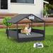 Tucker Murphy Pet™ Outdoor Wicker Dog Sofa w/ Roof & Cushion Wicker in Gray | 28.8 H x 38.5 W x 27.3 D in | Wayfair