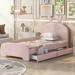Zoomie Kids Aldas Twin Storage Platform Bed Wood & Upholstered/Chenille/ in Pink | 46.1 H x 44.5 W x 81.5 D in | Wayfair