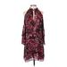 Parker Casual Dress - Shift Cold Shoulder 3/4 sleeves: Red Print Dresses - Women's Size X-Small