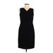 Talbots Casual Dress - Sheath V-Neck Sleeveless: Black Solid Dresses - Women's Size 6