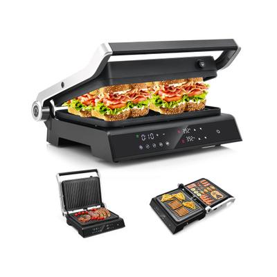 Costway 3 in 1 Indoor Electric Panini Press Grill with LED Display-Black