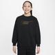 Sweatshirt NIKE SPORTSWEAR "CLUB FLEECE BIG KIDS' (GIRLS') CREWNECK TOP" Gr. L (152/158), schwarz (black, metallic gold) Kinder Sweatshirts Hoodies