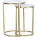 RRI Goods Modern Gold Nesting Tables, Round Side End Table Set, White Marble and Gold Living Room Accent Tables [Set Of 2]