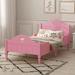 Light Pink Macaron Twin Size Toddler Bed with Side Safety Rails