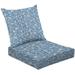 2-Piece Deep Seating Cushion Set Beautiful floral small abstract flowers Small white flowers Light blue Outdoor Chair Solid Rectangle Patio Cushion Set