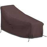 Patio Chaise Lounge Cover 12 Oz Waterproof - 100% Weather Resistant Outdoor Chaise Cover PVC Coated With Air Pockets And Drawstring For Snug Fit (82 W X 57 D X 32 H Coffee)