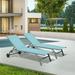 Chaise Lounge Outdoor Set of 2 Lounge Chairs for Outside with Wheels Outdoor Lounge Chairs with 5 Adjustable Position Pool Lounge Chairs for Patio Beach Poolside(Turquoise Blue 2 Lounge Chairs)
